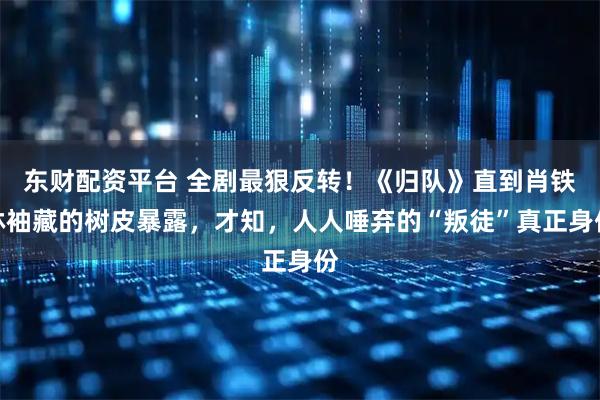 东财配资平台 全剧最狠反转！《归队》直到肖铁林袖藏的树皮暴露，才知，人人唾弃的“叛徒”真正身份