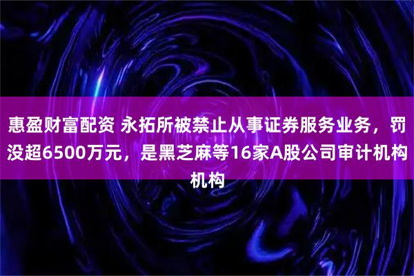 惠盈财富配资 永拓所被禁止从事证券服务业务，罚没超6500万元，是黑芝麻等16家A股公司审计机构