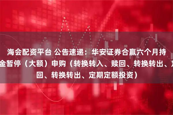 海会配资平台 公告速递：华安证券合赢六个月持有债券基金基金暂停（大额）申购（转换转入、赎回、转换转出、定期定额投资）